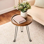 La Table d'appoint Ronde en Bois Lakeside avec Pieds Pliants en Métal - 15D -