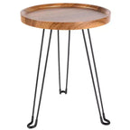 La Table d'appoint Ronde en Bois Lakeside avec Pieds Pliants en Métal - 15D -