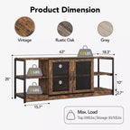 Meuble TV de ferme pour téléviseurs de 65/75 pouces, meuble de divertissement avec armoire de rangement et portes en maille, table de console multimédia TV industrielle