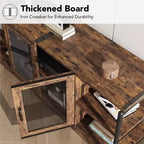 Meuble TV de ferme pour téléviseurs de 65/75 pouces, meuble de divertissement avec armoire de rangement et portes en maille, table de console multimédia TV industrielle