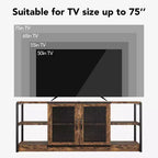 Meuble TV de ferme pour téléviseurs de 65/75 pouces, meuble de divertissement avec armoire de rangement et portes en maille, table de console multimédia TV industrielle