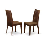 HomeStock Ipswich Dining Room Chairs Linen Fabric Solid Wood Chairs Set of 2 Mahogany