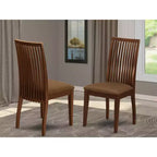 Chaises de salle à manger Ipswich en tissu de lin, bois massif, lot de 2, acajou