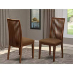 Chaises de salle à manger Ipswich en tissu de lin, bois massif, lot de 2, acajou