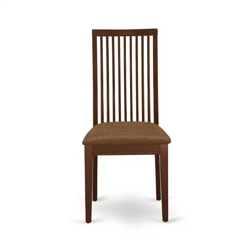 Chaises de salle à manger Ipswich en tissu de lin, bois massif, lot de 2, acajou