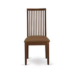 Chaises de salle à manger Ipswich en tissu de lin, bois massif, lot de 2, acajou