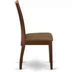 Chaises de salle à manger Ipswich en tissu de lin, bois massif, lot de 2, acajou