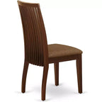 Chaises de salle à manger Ipswich en tissu de lin, bois massif, lot de 2, acajou