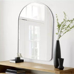 Miroir arqué bord fin en aluminium argenté - Coins arrondis 91x61x4cm