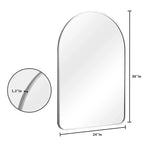 Miroir arqué bord fin en aluminium argenté - Coins arrondis 91x61x4cm
