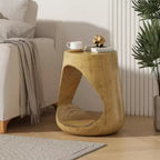 Table d'appoint évidée, texture bois, couleur naturelle