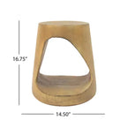 Table d'appoint évidée, texture bois, couleur naturelle