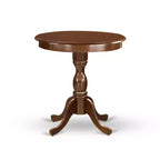 Table à manger ronde en bois, finition acajou