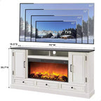 Meuble TV de cheminée haute de 35,7 po pour téléviseur de 80 po avec cheminée électrique de 36 po, meuble de divertissement de style ferme avec armoires et tiroirs