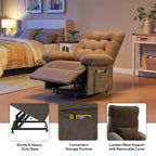 Fauteuil releveur électrique pour personnes âgées, inclinable avec triple moteur, poche latérale et rembourrage doux pour salon et chambre