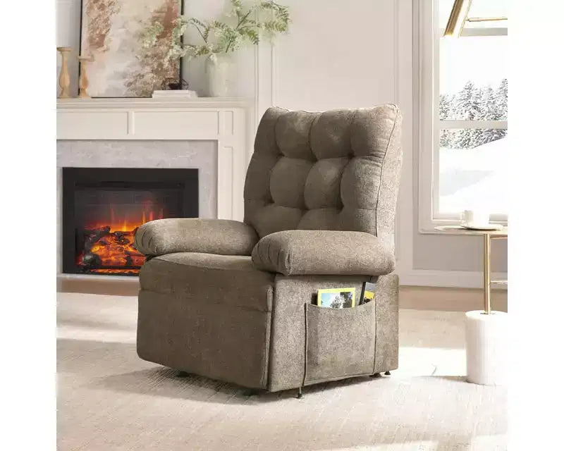 Fauteuil releveur électrique pour personnes âgées, inclinable avec triple moteur, poche latérale et rembourrage doux pour salon et chambre