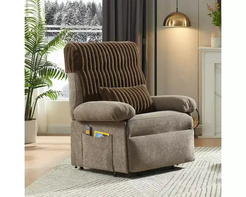 Fauteuil releveur électrique pour personnes âgées, inclinable avec triple moteur, poche latérale et rembourrage doux pour salon et chambre