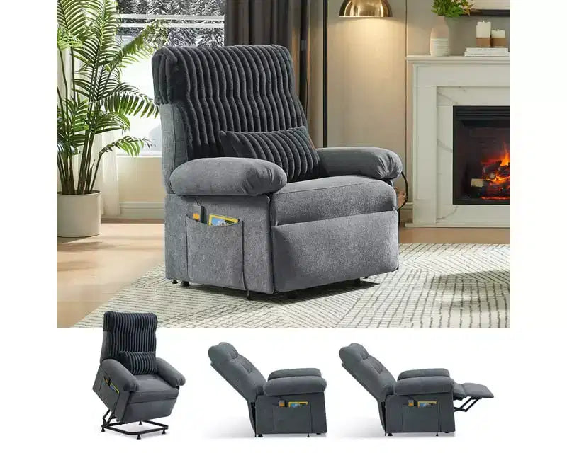 Fauteuil releveur électrique pour personnes âgées, inclinable avec triple moteur, poche latérale et rembourrage doux pour salon et chambre