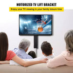 Ascenseur TV automatisé pour jusqu'à 50 écrans, course de 28" avec hauteur réglable de 38" à 65", télécommandé, supporte jusqu'à 60 kg, noir