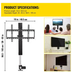 Ascenseur TV automatisé pour jusqu'à 50 écrans, course de 28" avec hauteur réglable de 38" à 65", télécommandé, supporte jusqu'à 60 kg, noir