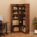 Étagère d'angle en forme de L de 73 po – Étagère de style rustique à 5 niveaux avec capacité de 60 lb, panneaux en MDF épaissi