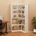 Étagère d'angle en forme de L de 73 po – Étagère de style rustique à 5 niveaux avec capacité de 60 lb, panneaux en MDF épaissi