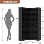 Étagère d'angle en forme de L de 73 po – Étagère de style rustique à 5 niveaux avec capacité de 60 lb, panneaux en MDF épaissi