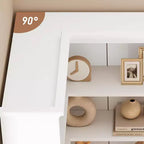 Étagère d'angle en forme de L de 73 po – Étagère de style rustique à 5 niveaux avec capacité de 60 lb, panneaux en MDF épaissi