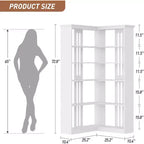 Étagère d'angle en forme de L de 73 po – Étagère de style rustique à 5 niveaux avec capacité de 60 lb, panneaux en MDF épaissi