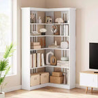 Étagère d'angle en forme de L de 73 po – Étagère de style rustique à 5 niveaux avec capacité de 60 lb, panneaux en MDF épaissi