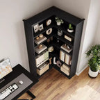 Étagère d'angle en forme de L de 73 po – Étagère de style rustique à 5 niveaux avec capacité de 60 lb, panneaux en MDF épaissi