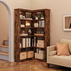 Étagère d'angle en forme de L de 73 po – Étagère de style rustique à 5 niveaux avec capacité de 60 lb, panneaux en MDF épaissi