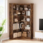 Étagère d'angle en forme de L de 73 po – Étagère de style rustique à 5 niveaux avec capacité de 60 lb, panneaux en MDF épaissi