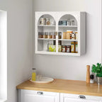 Meuble mural à 2 portes et motif tressé avec 3 niveaux de rangement et portes vitrées pour entrée/salle à manger/salon/cuisine