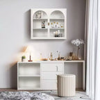 Meuble mural à 2 portes et motif tressé avec 3 niveaux de rangement et portes vitrées pour entrée/salle à manger/salon/cuisine
