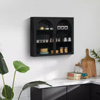 Meuble mural à 2 portes et motif tressé avec 3 niveaux de rangement et portes vitrées pour entrée/salle à manger/salon/cuisine