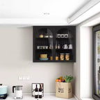 Meuble mural à 2 portes et motif tressé avec 3 niveaux de rangement et portes vitrées pour entrée/salle à manger/salon/cuisine