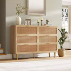 Commode double à 6 tiroirs - Grand plateau, grande capacité de rangement pour chambre à coucher ou salon