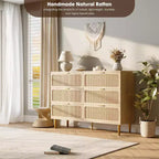 Commode double à 6 tiroirs - Grand plateau, grande capacité de rangement pour chambre à coucher ou salon