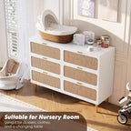 Commode double à 6 tiroirs - Grand plateau, grande capacité de rangement pour chambre à coucher ou salon