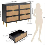 Commode double à 6 tiroirs - Grand plateau, grande capacité de rangement pour chambre à coucher ou salon