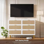 Commode double à 6 tiroirs - Grand plateau, grande capacité de rangement pour chambre à coucher ou salon