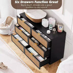 Commode double à 6 tiroirs - Grand plateau, grande capacité de rangement pour chambre à coucher ou salon