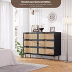 Commode double à 6 tiroirs - Grand plateau, grande capacité de rangement pour chambre à coucher ou salon