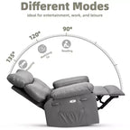 Fauteuil Inclinable Large Surdimensionné - Chauffant et Massant, Grand Fauteuil Inclinable Manuel en Cuir PU pour Adultes, avec Rembourrage en Éponge 1,5 Fois Plus Épais et Mécanisme d'Inclinaison Facile