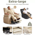 Fauteuil Inclinable Large Surdimensionné - Chauffant et Massant, Grand Fauteuil Inclinable Manuel en Cuir PU pour Adultes, avec Rembourrage en Éponge 1,5 Fois Plus Épais et Mécanisme d'Inclinaison Facile