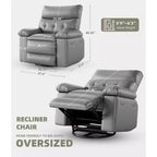 Fauteuil Inclinable Large Surdimensionné - Chauffant et Massant, Grand Fauteuil Inclinable Manuel en Cuir PU pour Adultes, avec Rembourrage en Éponge 1,5 Fois Plus Épais et Mécanisme d'Inclinaison Facile