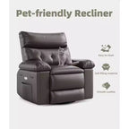 Fauteuil Inclinable Large Surdimensionné - Chauffant et Massant, Grand Fauteuil Inclinable Manuel en Cuir PU pour Adultes, avec Rembourrage en Éponge 1,5 Fois Plus Épais et Mécanisme d'Inclinaison Facile