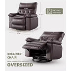 Fauteuil Inclinable Large Surdimensionné - Chauffant et Massant, Grand Fauteuil Inclinable Manuel en Cuir PU pour Adultes, avec Rembourrage en Éponge 1,5 Fois Plus Épais et Mécanisme d'Inclinaison Facile
