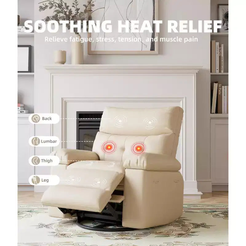Fauteuil Inclinable Large Surdimensionné - Chauffant et Massant, Grand Fauteuil Inclinable Manuel en Cuir PU pour Adultes, avec Rembourrage en Éponge 1,5 Fois Plus Épais et Mécanisme d'Inclinaison Facile